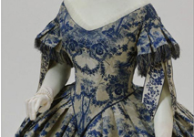 Day dress from 1869 or 1870, consisting of bodice, skirt and peplum, by  Monsieur Vignon, a highly skilled couturier whose clients included Empress  Eugenie, wife of Napoleon III of France