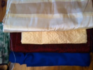 Stripey silk, textured silk, silk brocade, wool
